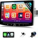 UNITOPSCI 4G+64G Android 13 Car Stereo Single Din 10 Inch Floating Touchscreen Wireless CarPlay Android Auto Rotatable Bluetooth Car Radio, GPS Navigation &WiFi, FM/RDS/DSP/32EQ, Backup Camera/SWC