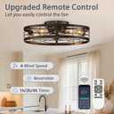 VOLISUN Caged Ceiling Fan with Light and Remote,23.6 inch Fandelier Ceiling Fan with Light Flush Mount, Farmhouse Bladeless Ceiling Fans with Lights for Kitchen,Bedroom