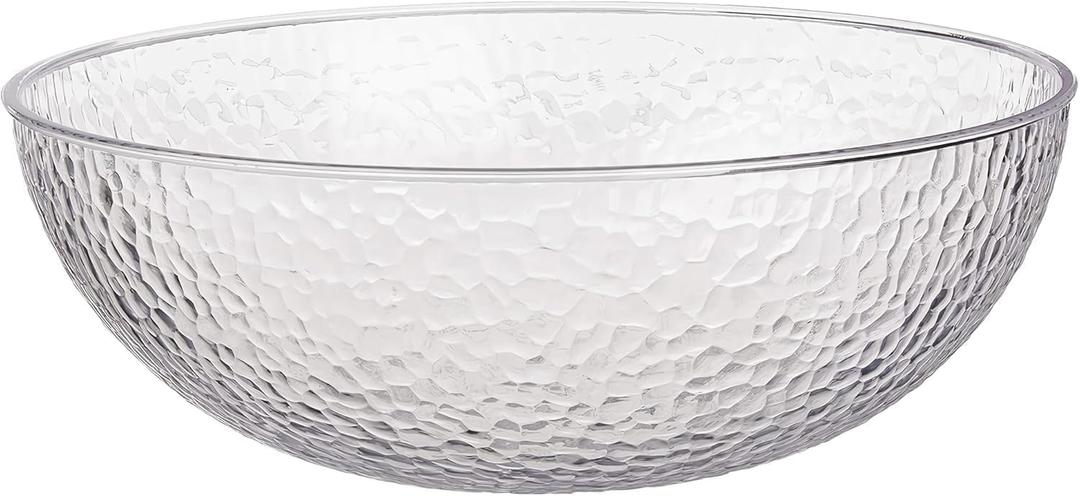 Lillian Collection Stunning Clear Plastic Round Hammered Bowl - 12" (1 Pc.) - Unique Textured Design - Perfect for Parties & Displays