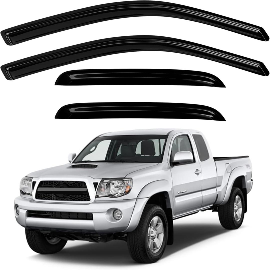 4PC Rain Guards for 2005-2015 Toyota Tacoma Window Visors Sun Shades Wind Vent Deflector