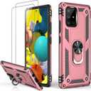 LUMARKE for Galaxy A51 5G Case with Screen Protector,Pass 16ft. Drop Tested Military Grade Protective Phone Cover with Magnetic Ring Kickstand Compatible with Car Mount Holder Rose Gold