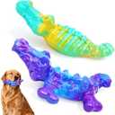BoYoYo Tough Dog Toys for Aggressive Chewers 2 Pack, Indestructible Dog Toy for Large Dogs, Durable Dog Toys to Keep Them Busy for Large Breed, Teeth Cleaning and Training, Bacon Flavor, Purple&Green
