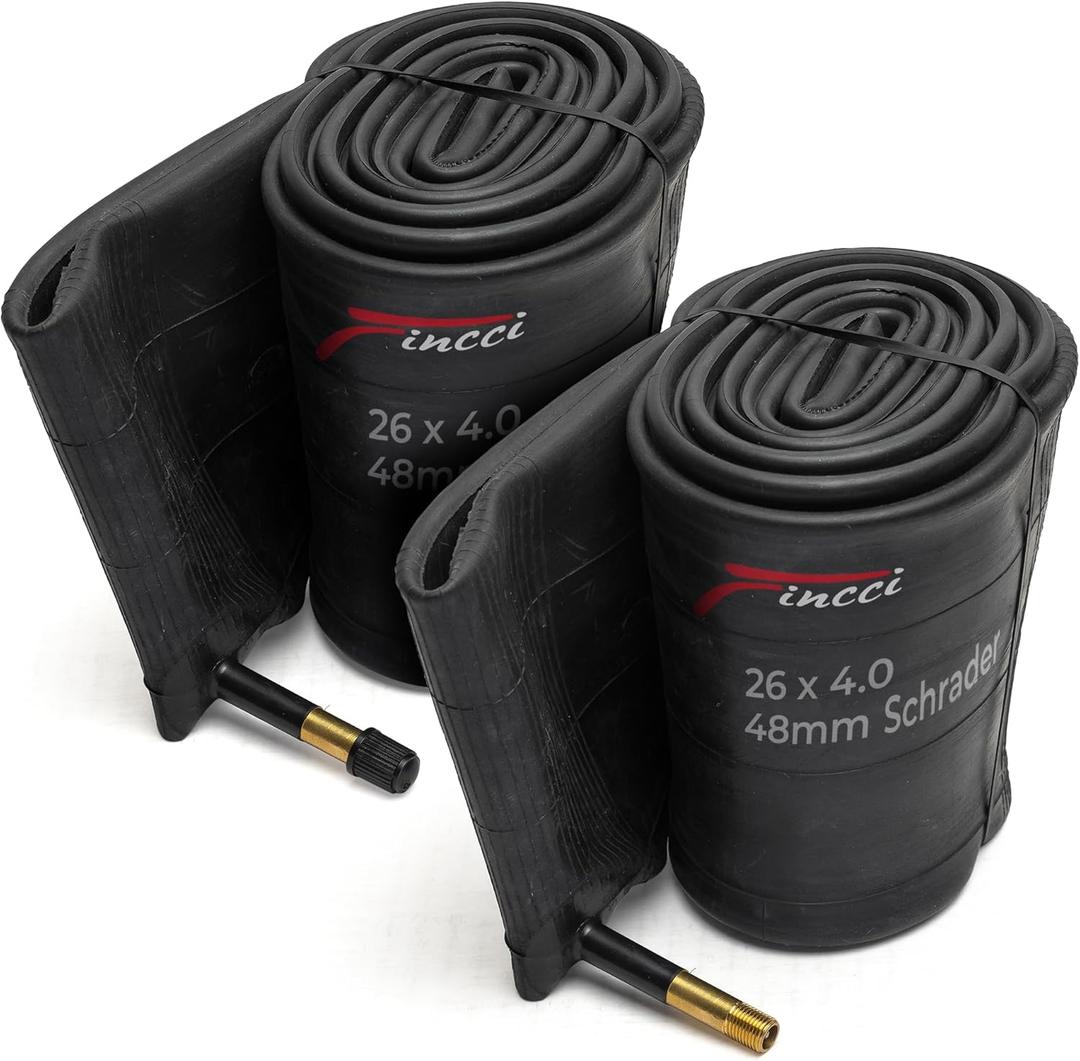 Fincci Pair 26 x 4.0 Fat Bike Inner Tubes 48mm Schrader Valve for Fat Electric Bicycle - Pack of 2 26x4.0 Fat Tire Bike Tube