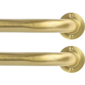 TANGWIN Gold Wrap Around Curtain Rods 2Pack:Blackout Heavy duty Adjustable Window Curtain Rod for Bedroom,Industrial Darkening Curved French Metal Single Drapery Rods Easy Install,Brushed Gold 48-90"
