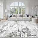 8x10 Area Rugs for Living Room Washable Abstract Rug White Grey Black