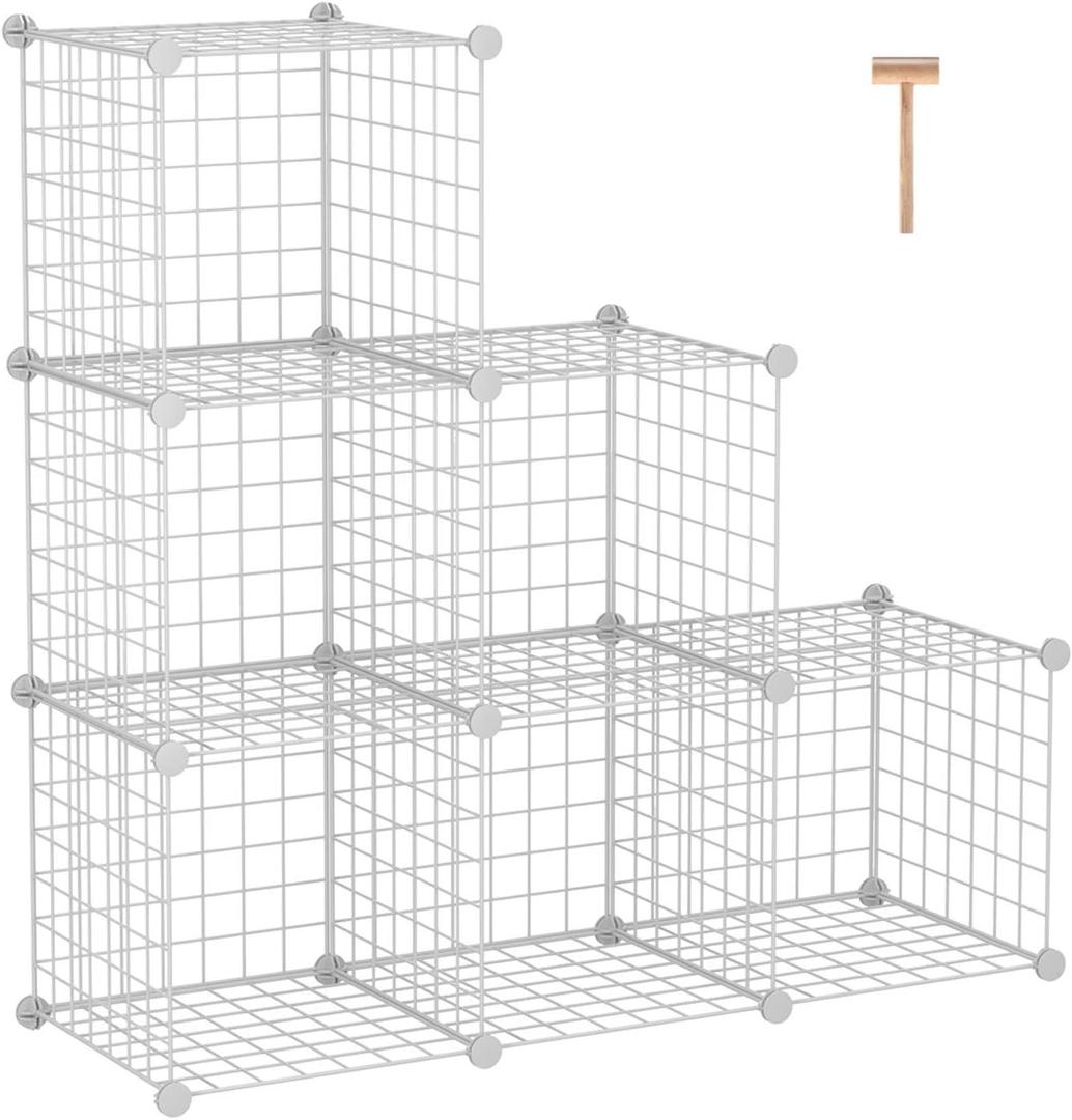 C&AHOME Wire Cube Storage, 6 - Cube Organizer Metal C Grids, Modular Shelves Units, Storage Bins Shelving, Closet Organizer, Ideal for Home, Office, Living Room, 36.6L x 12.4W x 36.6H White