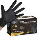 TitanFlex Thor Grip Heavy Duty Black Industrial Nitrile Gloves with Raised Diamond Texture, 8-mil, Latex Free (XL (Pack of 100))