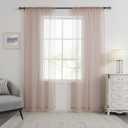 HUTO Blush Pink Sheer Curtains 108 inches Long for Bedroom Top Rod Pocket Sheer Window Panels Curtains for Nursery Living Room 52 by 108 Inch Length Set of 2 Panels