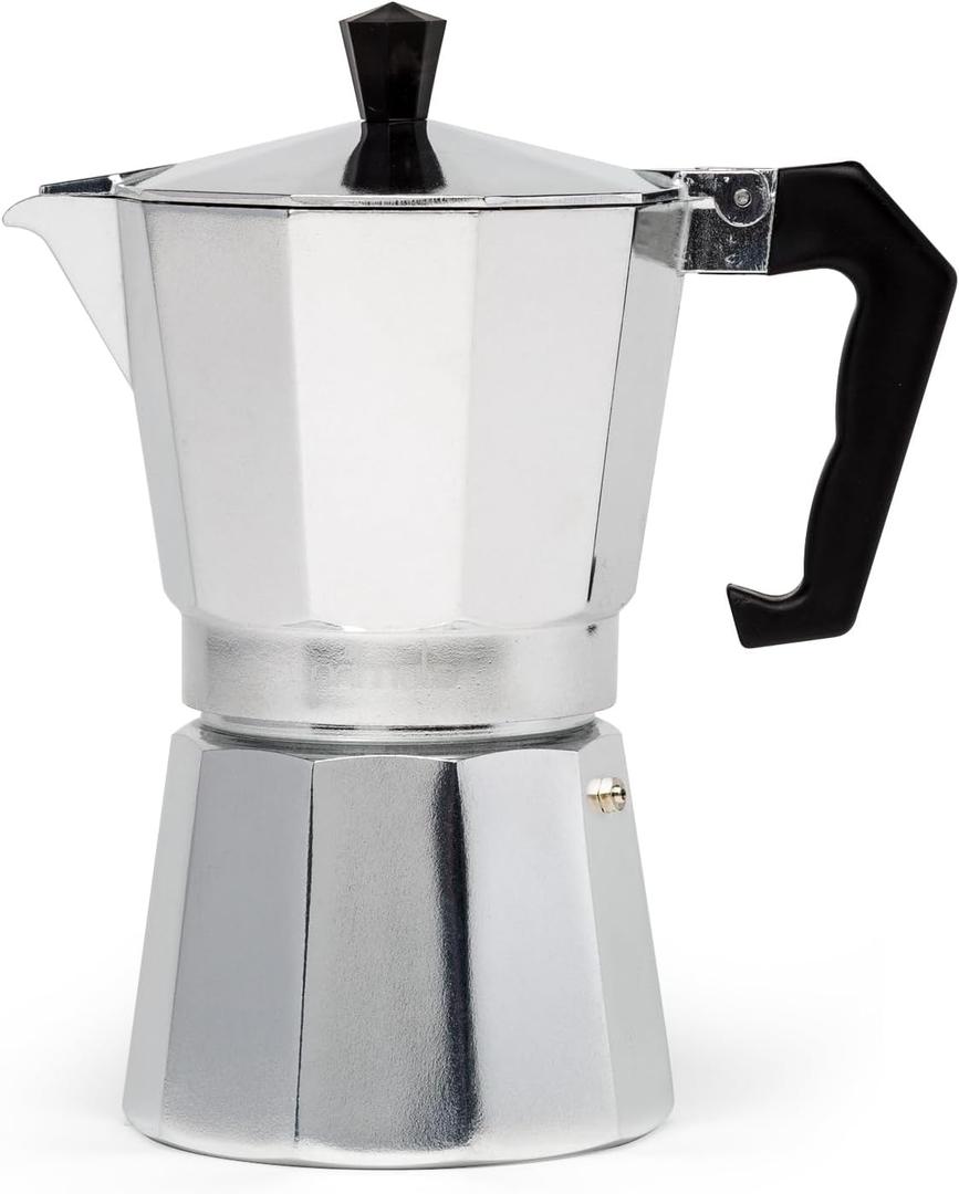 Primula Classic Stovetop Espresso and Coffee Maker, Moka Pot for Italian and Cuban Café Brewing, Greca Coffee Maker, Cafeteras, 12 Espresso Cups, Silver