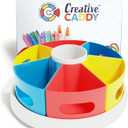 Rotating Art Supply Organizer for Kids, Crayon Caddy for Kids Desk or Pencil and Marker Holder for Teachers, Classroom Arts and Crafts and Homeschool School Supplies Storage