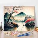 Japanese Landscape Paint by Numbers Mount Fuji Paint by Numbers Kit for Adults Japan Cherry Trees Watercolor Paint by Numbers Kits Easy Paint by Numbers for Beginners Frameless Gift 50x40
inches