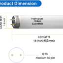 2PACK F15T12-CW T12 15 Watt 18 Inch Fluorescent Light Bulb,F15T12-CW 15 Watt Cool White,4100K,T12 Linear Fluorescent Lamp,Medium Bi-Pin G13 Base,850 Lumens