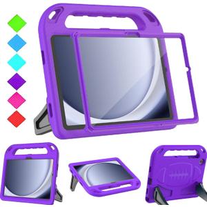 BMOUO Kids Case for Samsung Galaxy Tab A9 Plus 11 inch 2023 (SM-X210/X216/X218) - with Built-in Screen Protector, Shockproof Covertible Handle Stand Samsung Galaxy Tab A9 Plus Case for Kids, Purple