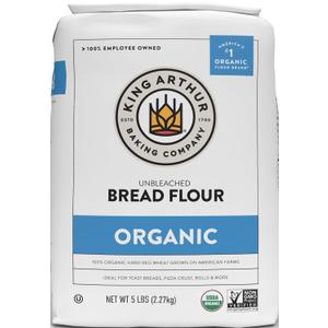 King Arthur 100% Organic Bread Flour, Unbleached, 5 lb (Pack of 1) - Non-GMO Project Verified, No Preservatives (EXP 05/31/27)