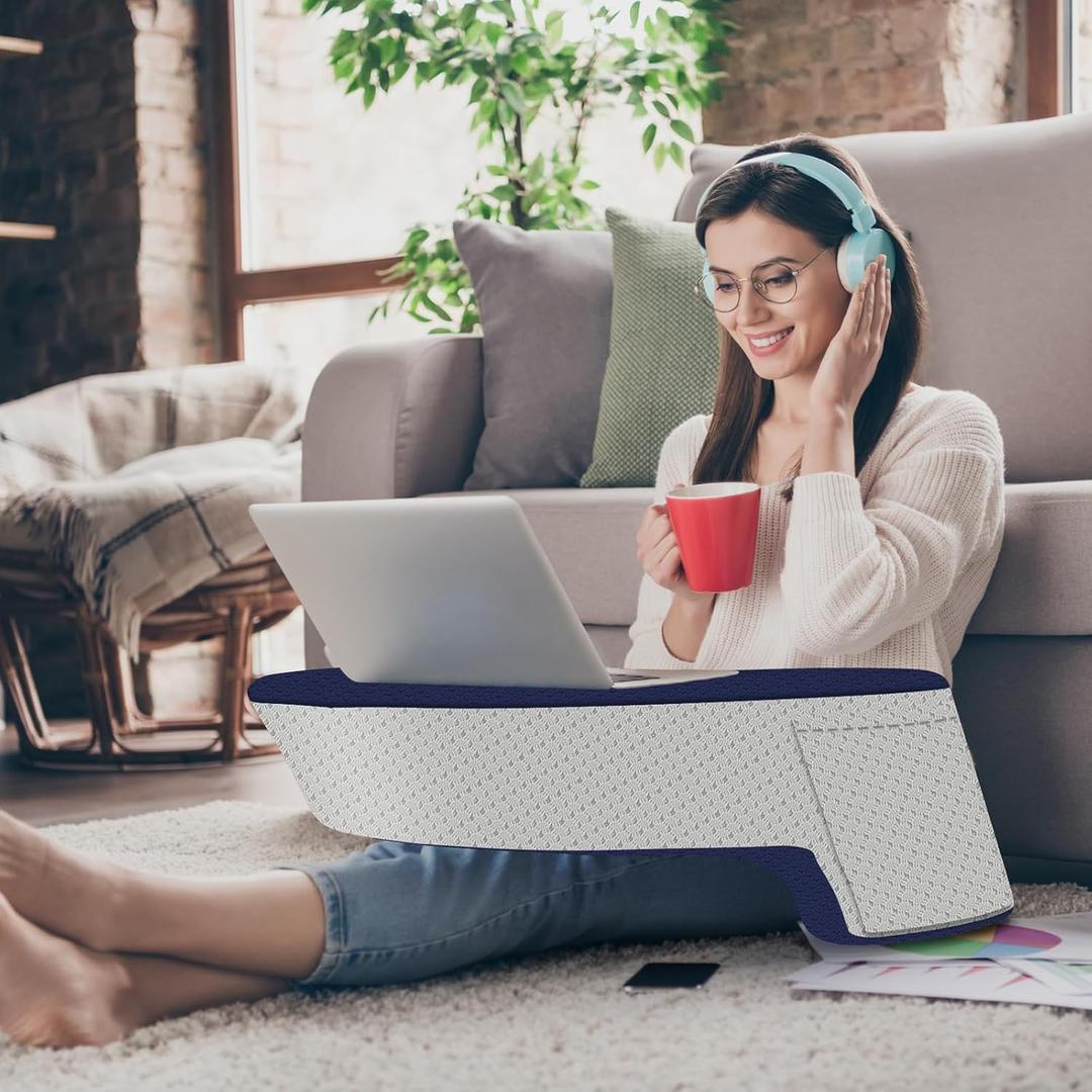 Memory Foam Gaming Lap Pillow for Ergonomic Support, Multi-Purpose Table Pillow for Gaming, Reading, Working, with Side Pockets, Washable Cover, for Sofa, Bed, Couch Use (Medium)