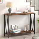FOLUBAN Entryway Table, Narrow Console Table, Modern Sofa Table for Living Room, Hallway, Behind Couch (Rustic Walnut), 43.3 Inch