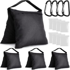 Aimosen 4 Packs Sandbags Weight Bags for Light Stand Photography Video Equipment, Heavy Duty Saddlebag for Backdrop Stand, Photo Tripod, Canopy, Pop up Tent, Umbrella Base, Fishing Chair, Picnic Table Black