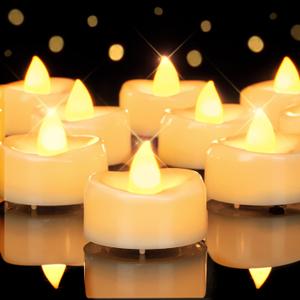 Flameless Candles, 50 Pack LED Tea Lights Candles Battery Operated, Last 200+ Hrs Flickering Tea Lights, Flameless Tealight Candles for Halloween Diwali Fall Christmas Wedding (Warm White- Ivory Shell)