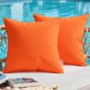 MIULEE Outdoor Pillow Covers Orange Waterproof Fall Decorative Patio Throw Pillow Covers Fade Resistant for Furniture Tent Couch Sofa Living Room Pack of 2 Spring Summer Pillowcases 16x16 Inch 