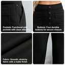 Women's High Waisted Straight Leg Pants - Multi Button Casual Trousers with Stretch for Daily and Lounge Wear S