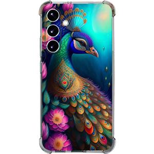Case for Samsung Galaxy S24 FE, Colorful Peacock Mandala Flowers Drop Protection Shockproof Case TPU Full Body Protective Scratch-Resistant Cover for Samsung Galaxy S24 FE