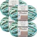 #6 Super Bulky Blanket Yarn for Crocheting - 4 Skeins(Each 10.5oz/300g, 220yds/201m), Chunky Chenille Thick Plush Big Soft Yarn for Crocheting Knitting Blankets, Forest & Teal & Sky & Mint (4 Pack Tie Dye)