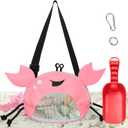 AMOR PRESENT Mesh Baby Beach Bag, Shell Collecting Bag with Shovel Crab-Shaped Adjustable Strap for Holding Shell Sea Pool Sand Toy, Pink