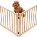 YOCAN Non-Painted Wood FreeStanding Pet Gate for Dogs,Wooden Dog Gates for Doorways, Stairs,The House, Dog Fences Indoor Puppy Gate-2 Panel H:23