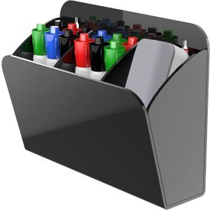 Dry Erase Marker Holder with 3 Compartments, Wall Mounted Magnetic Marker Organizer for Whiteboard, Fridge, Locker, Pen Holder, Acrylic Pencil Holder, Black Dry Erase Marker Holder with 3 Compartments, Wall Mounted Magnetic Marker Organizer for Whiteboard, Fridge, Locker, Pen Holder, Acrylic Pencil Holder, Black