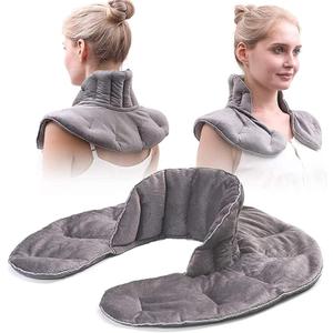 Microwavable Heating Pad for Neck and Shoulders Weighted Warmer Wrap with Moist Heat, Hot & Cold Compress for Pain Relie