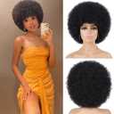 G&T Wig 70s Afro Wigs for Black Women, Afro Puff Wigs Bouncy and Soft Natural Looking Daily Party Cosplay Costume Use(1B)