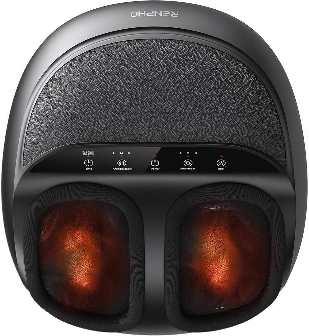 RENPHO Full Foot Massager Machine, 2026 Upgraded Shiatsu Foot Massager with Heat, FSA Eligible HSA Store Eligible, Plantar Fasciitis Massager, Birthday Gifts for Women Mom Men Dad, Fits Up to Size 13 (Black)