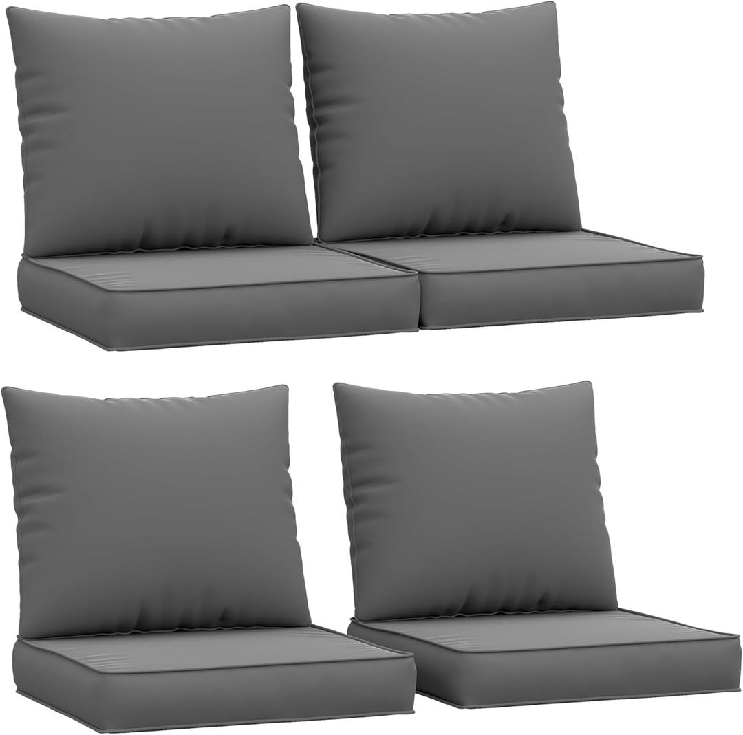 Amopatio Outdoor Cushions for Patio Furniture, Outdoor Seat Cushions Fits 4-seat Sectional Conversation Sets, Replacement Patio Chair Cushions for Outdoor Furniture (Grey)
