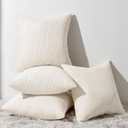 Topfinel Decorative Beige Cream Throw Pillow Covers Cushion Cases, Set of 4 Soft Velvet Modern Double-Sided Designs, Mix and Match for Home Decor, Pillow Inserts Not Included (18x18 inch)