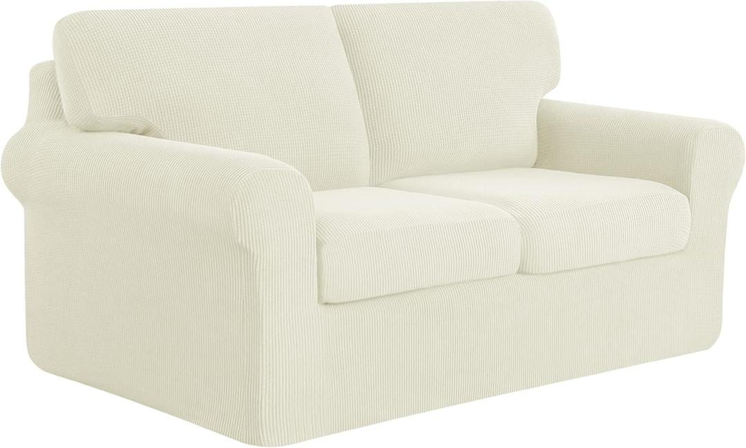SUBRTEX 5 Pieces Stretch Sofa Slipcover Sets Couch Cover Sets Backrest Cushion Covers Furniture Protector Collection Set for Oversize Sofa Loveseat Chair Slip Covers(Medium, Ivory)