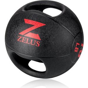 ZELUS Medicine Ball with Dual Grip| 10 lbs Exercise Ball |Weight Ball with Handles| Textured Grip Exercise Ball |Strength Training| Core Workouts