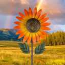 Sunflower Wind Spinner,Garden Windmills and Spinners for Yard,Metal Flowers for Outside,Metal Kinetic Wind Sculptures, 12.8 * 57 Inches, 2 Pack