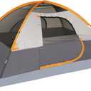 Amazon Basics Dome Camping Tent with Easy Setup for Hiking and Backpacking, Portable Two-Person, Rainfly and Carry Bag, Orange and Grey, 2 Person