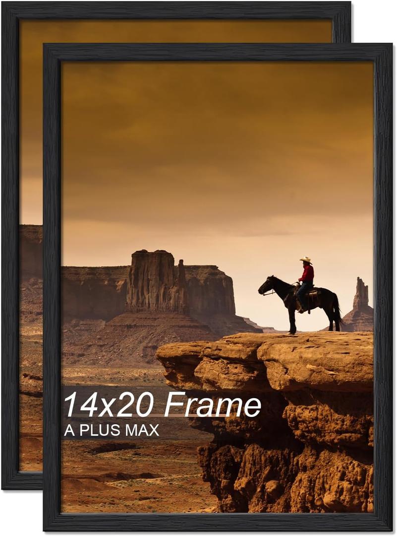 A PLUS MAX 14x20 Picture Frame Set of 2 Black Light Weight Wall Mount
