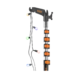 5-24 ft Long Telescopic Extension Pole with Utility Hook // Telescoping Pole for Christmas Lights Installation, String Lights, Birdfeeders // Lightweight and Sturdy // Christmas Light Pole with Hook