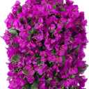 INSPRING Artificial Bougainvillea Faux Flowers Plants Baskets for Outdoor Outside Decoration, 3PCS Fake Silk Flowers Long Trailing Vines UV Resistant Realistic for Front Door Porch Patio (Purple)