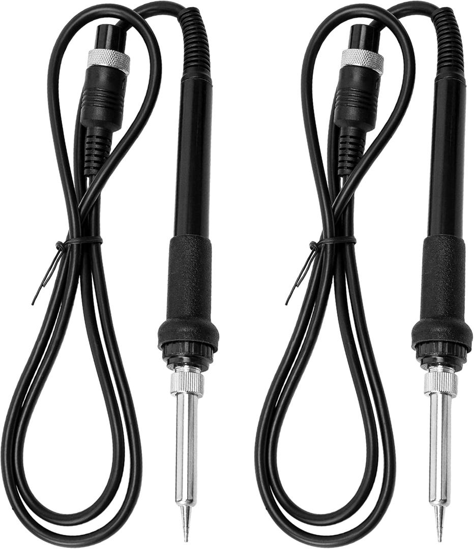 936 Soldering Station Iron Handle Replacement for Hakko  2PCS with 5 Hole 24V DC 50W DIN Connector  Compatible with HAKKO 907 ESD  Ceramic Heating Core 1321  Fit Tip Tool Electric Parts Kit