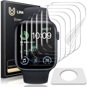 UniqueMe 6 Pack TPU Screen Protector Compatible with Apple Watch 44mm SE 3/SE 2/SE Series 6/5/4, [Upgrade Flexible Film] Anti-Scratch Soft HD TPU Clear Film for iWatch 44mm (Transparent)