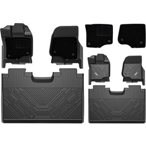 3W Floor Mats & Front Carpet Fit for Ford F150/F-150 Lighting SuperCrew Cab 2015-2024, TPE All Weather Accessories Custom Fit Full Set Pick-up Truck Car Liners (Cut to Fit with Under-Seat Storage)