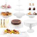 11 Pcs White Metal Cake Stand Set, Elegant Dessert Table Display Set for Party, Cupcake Stand & Candy Table Display Sets for Wedding, Birthday Celebration