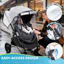 Clear Stroller Rain Cover, Universal Stroller Accessories, Waterproof Travel Weather Shield with Breathable Ventilation and Easy Access, Thick EVA & PVC Protect from Wind, Dust and Snow