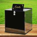 Fowecelt Black Acrylic Wedding Card Box with Lock Black Gift Card Box PVC Gift Cards Holder with Slot for Wedding Reception Bridal Shower Birthday Baby Shower Graduation Funeral Memorial Decor