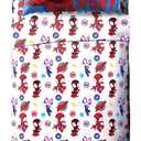 Jay Franco Kids Sheet Set with Fitted, Flat Sheets & Pillow Cover - Ultra-Soft Bedding with Pillowcase for Room Decor, White - Spidey & Friends, 3 Piece Twin