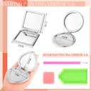 Thyle 6 Pcs Painting Compact Mirror DIY Painting Pocket Portable Folding Purse Mirror with Magnification Diamond Art Kits for Women Gifts