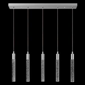 Kitchen Island Lighting Modern Light Fixture Chrome Pendant Light Dimmable LED Chrome Finish Mini Crystal Pendant Lights for Dining Room Living Room5-Light